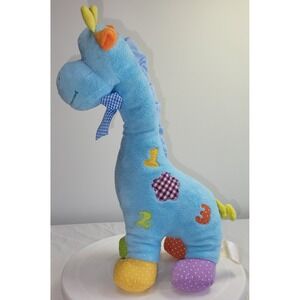 Giraffe Baby Rattle Blue 14" Plush Gabitoy Stuffed Animal ABC 123 Learning Toy